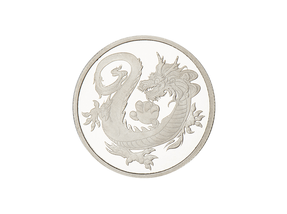 Buy original rhodium coins 1 oz Tuvalu South Seas Dragon with Bitcoin!