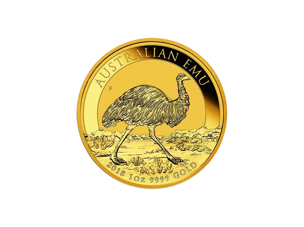 Buy original gold coins 1 oz Australia Emu 2018 Gold with Bitcoin!