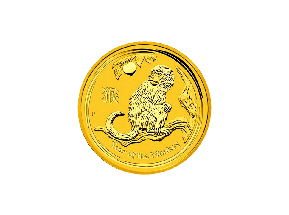 Buy original gold coins 1 oz Gold Lunar Monkey 2016 with Bitcoin!