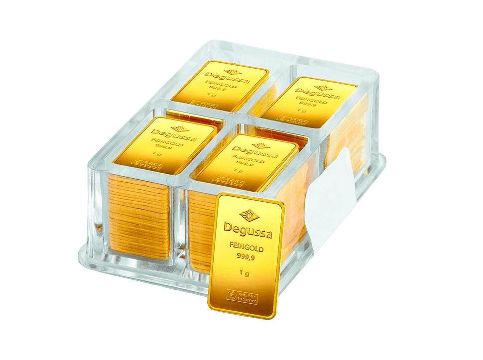  BitDials | Buy original Degussa Gold Bar (minted) 100 x 1 gram single barswith Bitcoins!