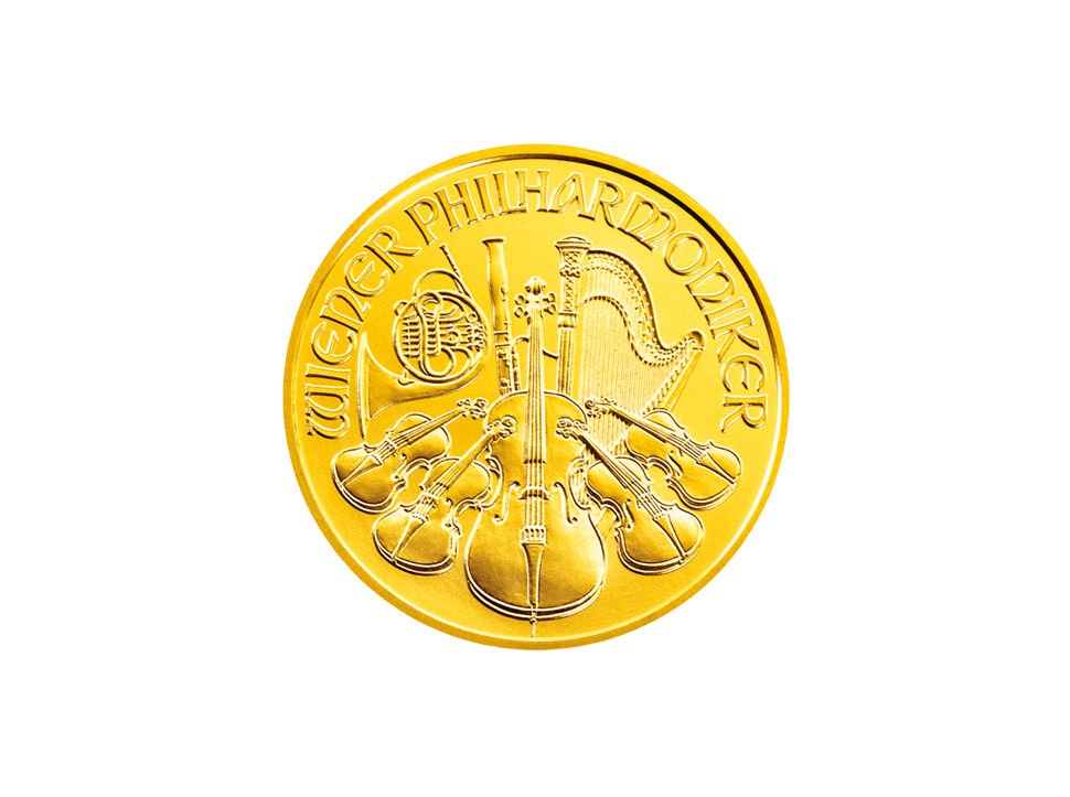 Buy original gold coins 1 oz Gold Wiener Philharmoniker with Bitcoin!