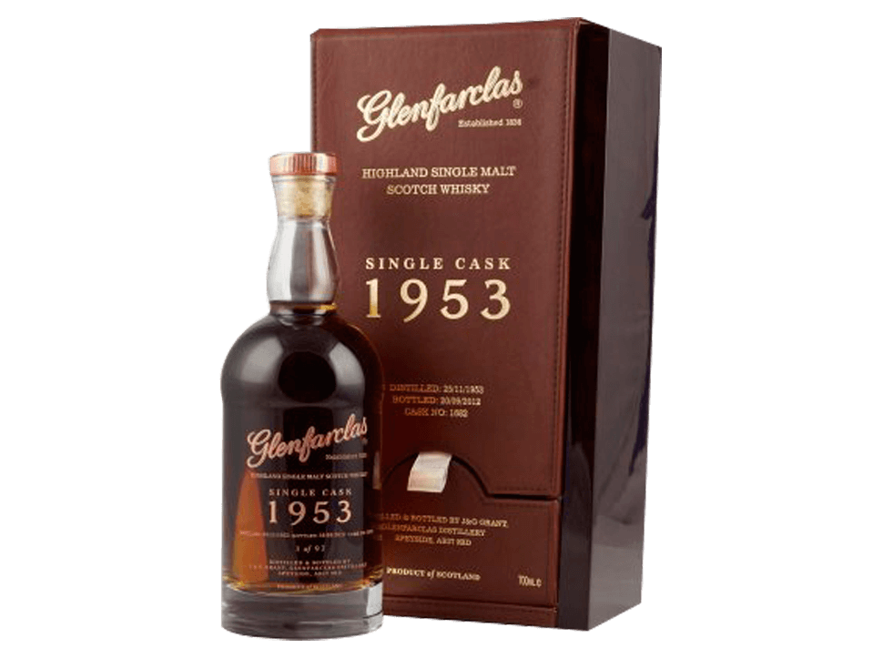 Buy original Whiskey Glenfarclas 1953 - 58 year old single cask whiskey with Bitcoin!